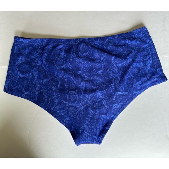 NEW Smart & Sexy High Waisted Swim Bottoms Rouched Blue Snake Print Women's XL - Picture 3 of 9